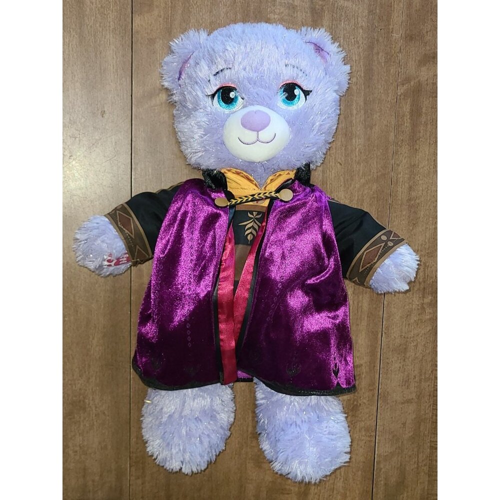 BUILD A BEAR DISNEY FROZEN II ANNA 16" PLUSH PURPLE W/ TRAVEL COSTUME 2019 BAB